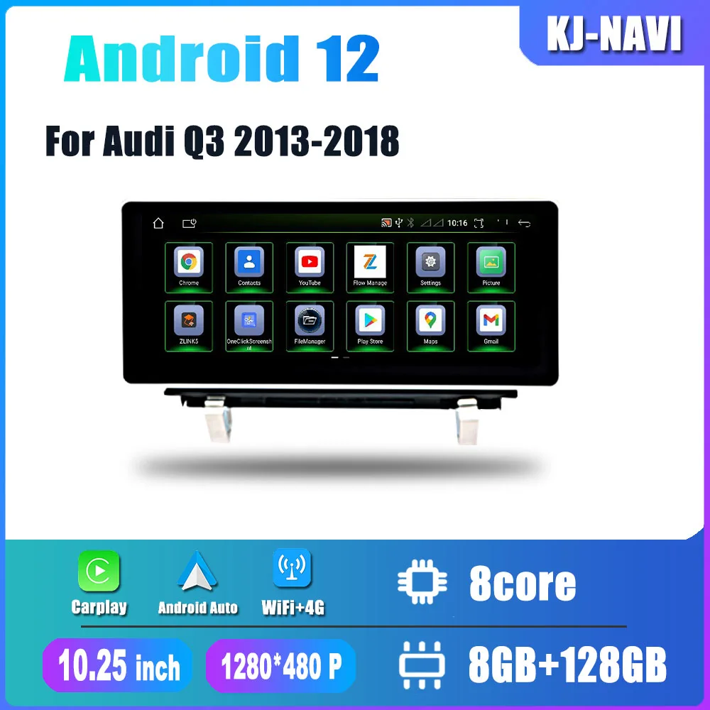 

Android 12.0 For Audi Q3 2013-2018 System Car Multimedia Stereo Player GPS Navigation Radio Android Head Unit Auto