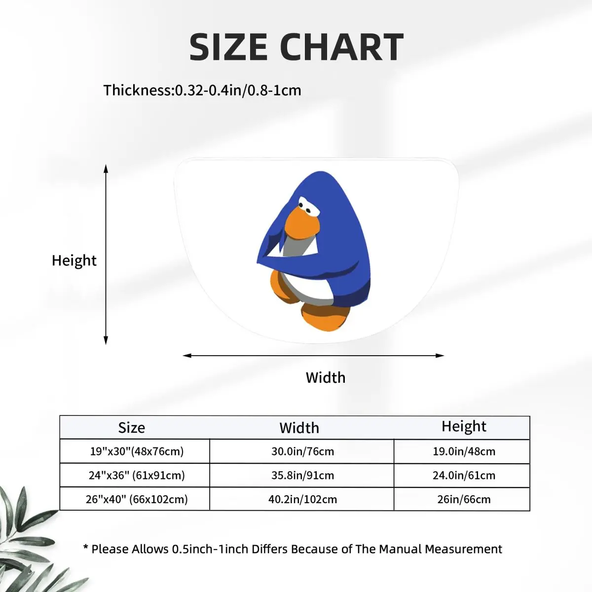Фото Коврик Club Penguin BOI из мягкой фланели, полукруглый, нескользящий, впитывающий, для ванной комнаты и гостиной. №2