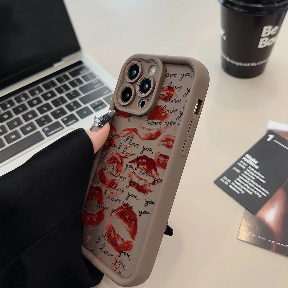 Фото Чехол для телефона с принтом черных и красных губ и поцелуев для iPhone 13, чехол для iPhone 16 Pro 11 12 14 15 17 Pro Max 16e XR XS, мягкий силиконовый чехол №5