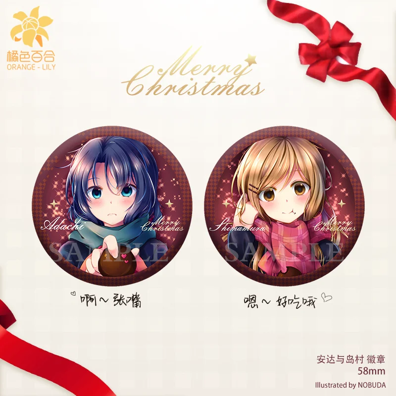 

2pcs/1lot Adachi and Shimamur 58mm Figure Badge Round Brooch Pin Gifts Kids Collection Toy 1582