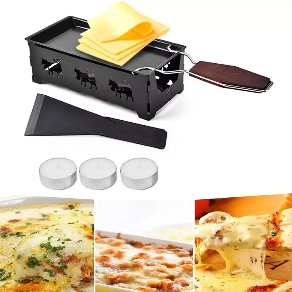 

2022New Cheese Raclette Set Non-stick Griller Mini BBQ Cheese Board Baked Cheese Oven Iron Swiss Cheese Melter Pan Tray