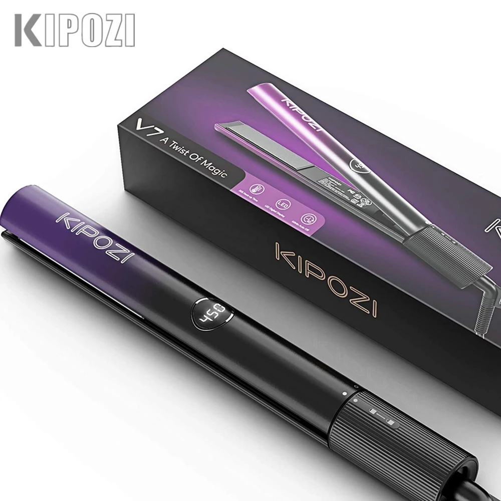 Curling Iron Titanium Instant Heating Flat Iron With Digital Lcd Display