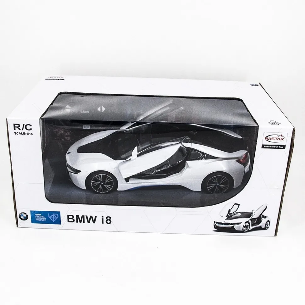 Радиоуправляемая машина Rastar BMW i8 White 1:14 с открывающимися дверями 71010