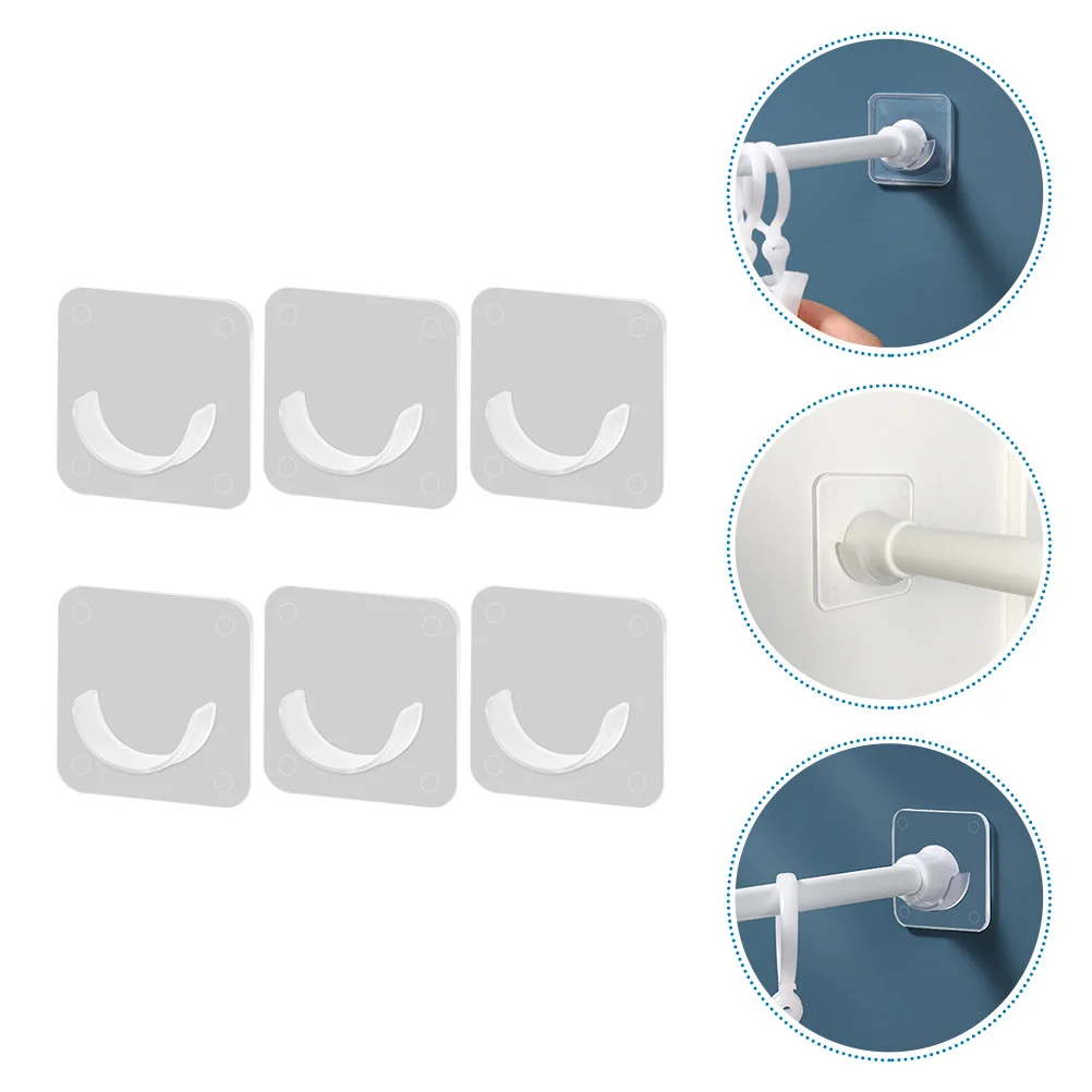 

6 Pcs Curtain Rods Holder No Drilling Wall Mounted Hooks Curtain Rod Mounts Bath Curtain Rod Holders Tension Rod Holder