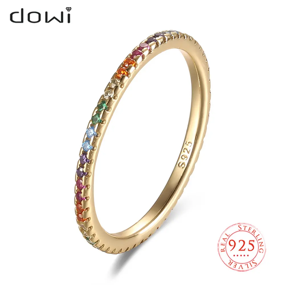 

925 Sterling Silver Thin Finger Rings Pink Blue Green Black Stone for Women Gold Plated Wedding Engagement Fashion Female Jewels