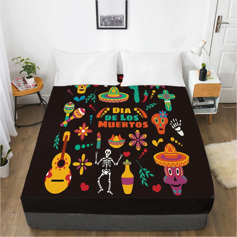 

Cartoon halloween Elastic fitted sheet bed sheet With An Elastic Band Mattress Cover Customizable size lovely Bed cover Hat