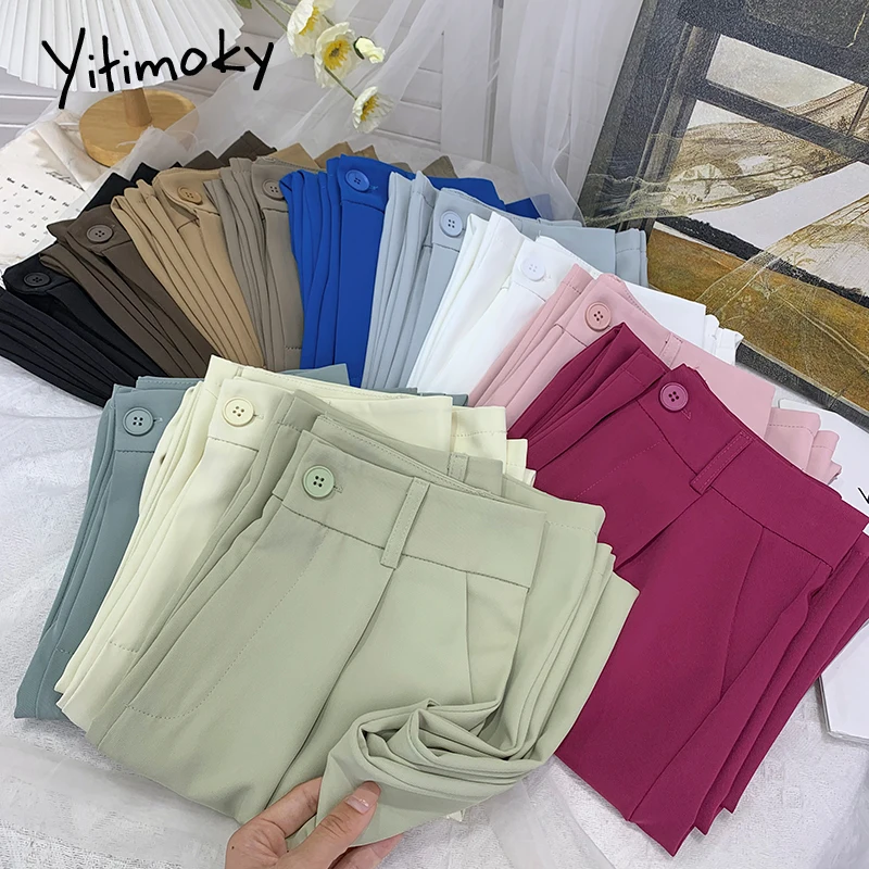 

Женские офисные брюки Yitimoky Y2k, прямые брюки с широкими штанинами и высокой талией, винтажная уличная одежда, лето 2022, брюки для работы