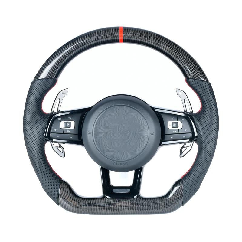 

Рулевое колесо для Volante Golf 7 Carbonio R VW Golf7 Mk7 Gti 7r, рулевое колесо из настоящего углеродного волокна, поддержка по индивидуальному заказу