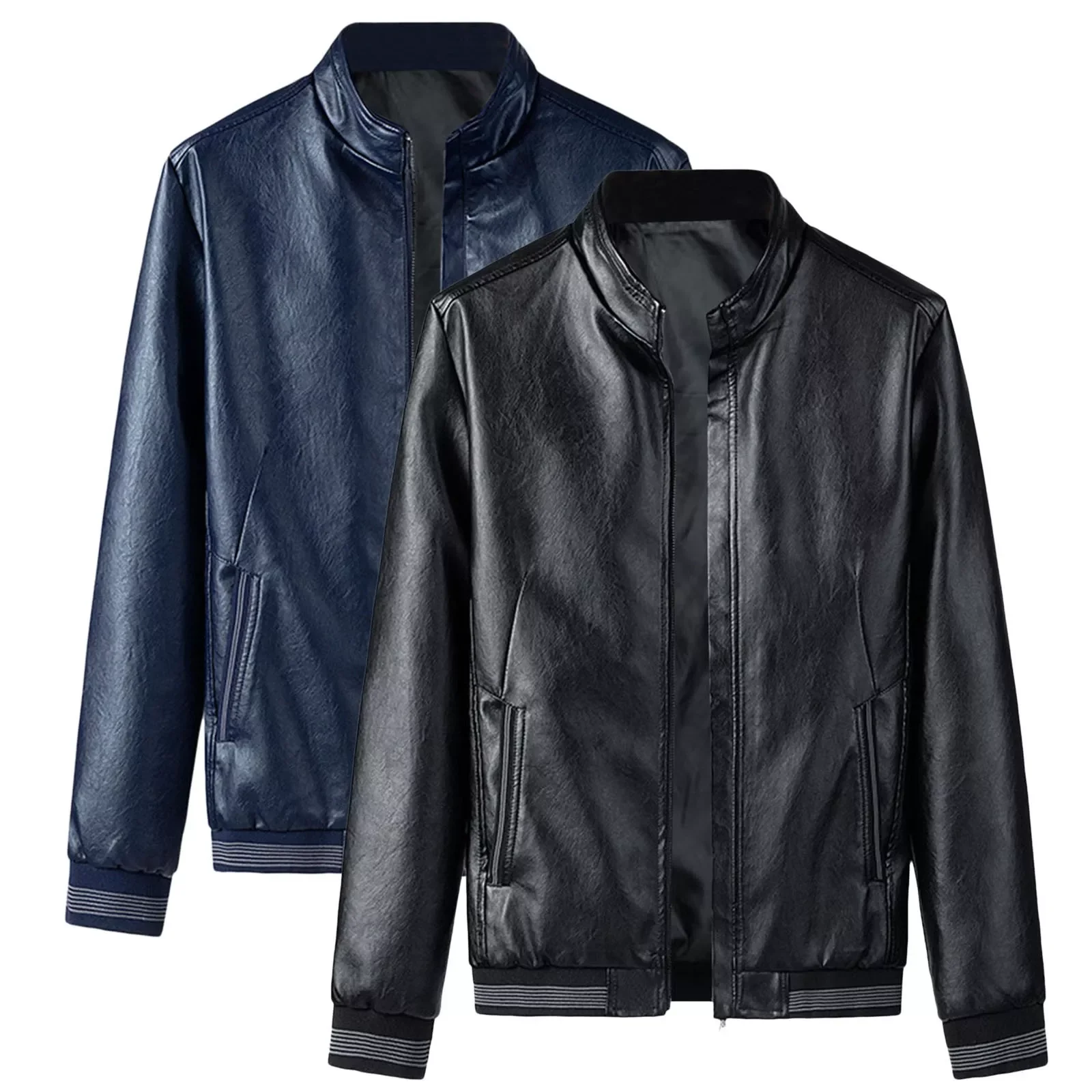 

Новая мужская зимняя свободная модная мотоциклетная кожаная куртка с кожаным воротником для отдыха длинная куртка для мужчин