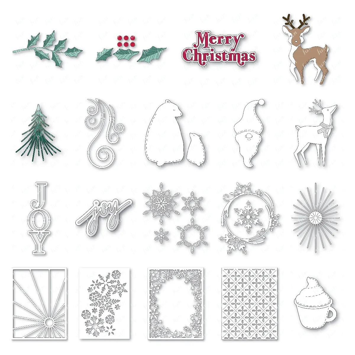 

2022 New Christmas Gnome Holly Branch Hot Foil Plates and Cutting Dies Album Paper Card Embossing Making Scrapbooking Template