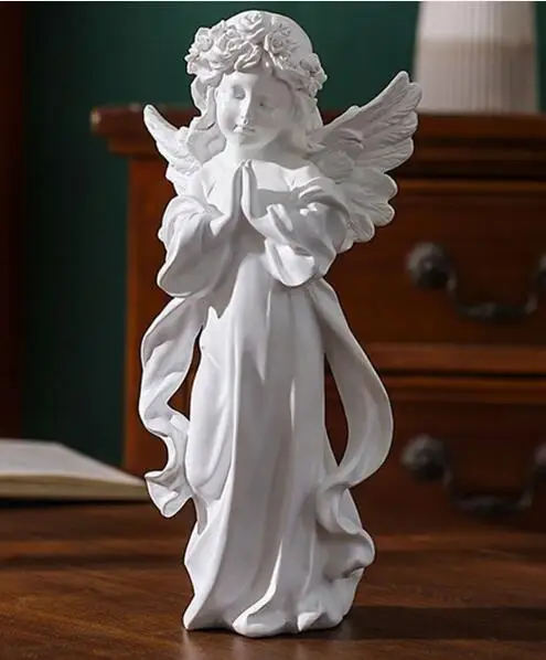 European art retro girl angel girl decoration American resin plaster statue desktop soft decoration
