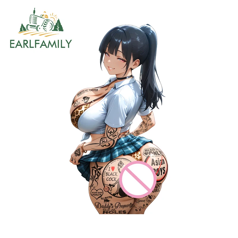 

EARLFAMILY, униформа с большой грудью, наклейки на автомобиль для девочек, аниме-тату, по всему миру, ягодицы, наклейка на автодом, автоаксессуары, наклейка