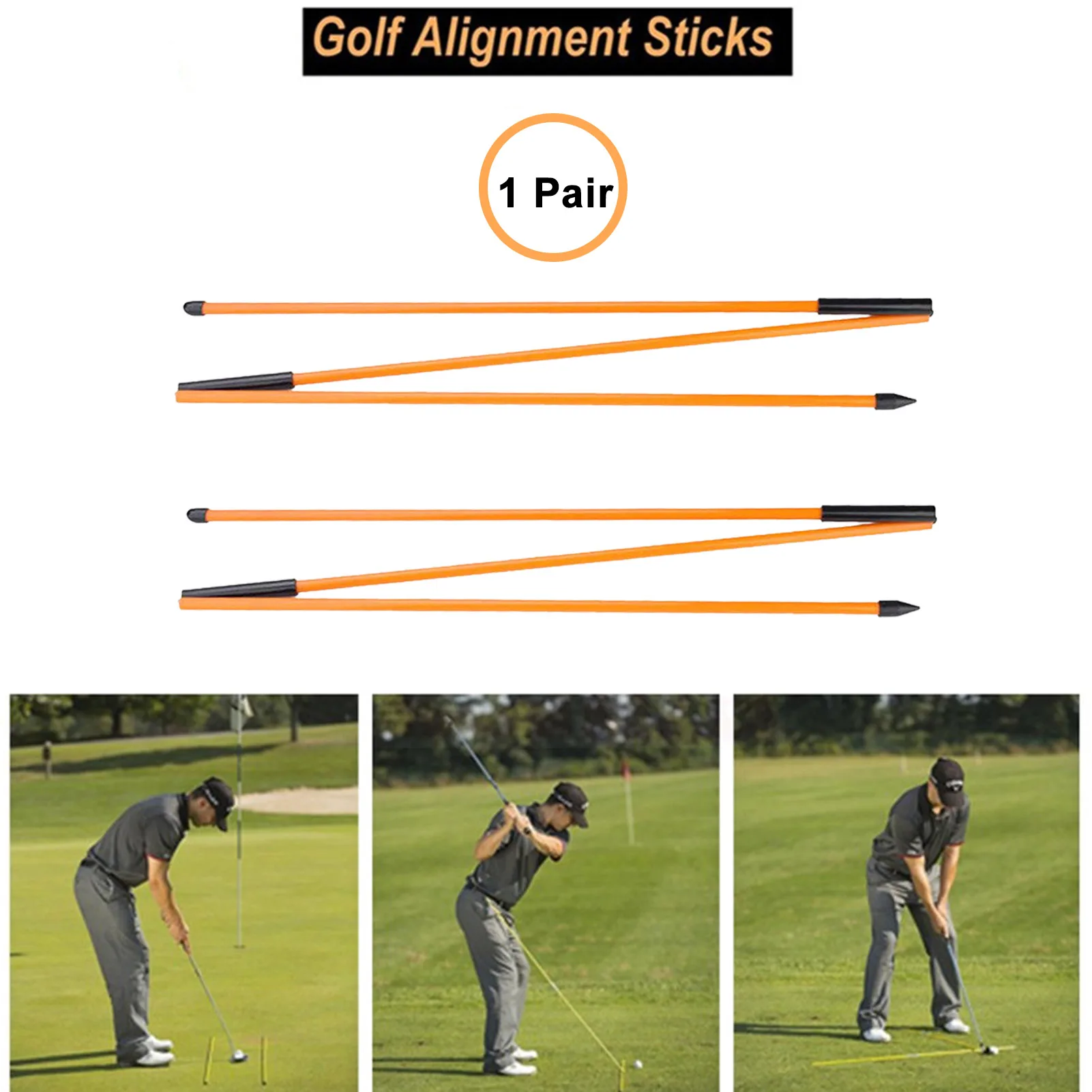 

Portable Golf Training Equipment 2 Pack Collapsible Golf Practice Rods For Aiming Putting Full Swing Trainer Posture Corrector