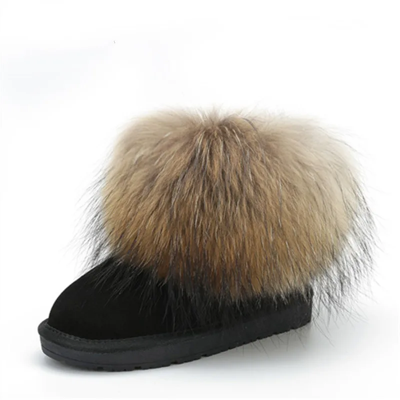 Новинка 2024 г. женские кожаные зимние ботинки из натурального Лисьего меха теплые