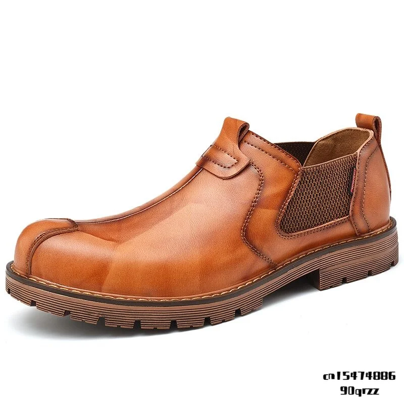 

Men Casual Shoes High Quality Split Leather Men's Shoes Breathable Men's Flats Work Shoes Waterproof Men Driving Shoes