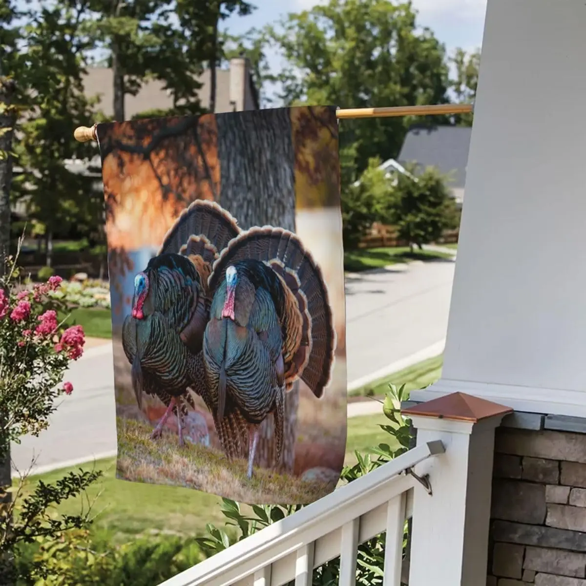 Флаг Ansouyi Два индейки на траве 12&quotx18&quot