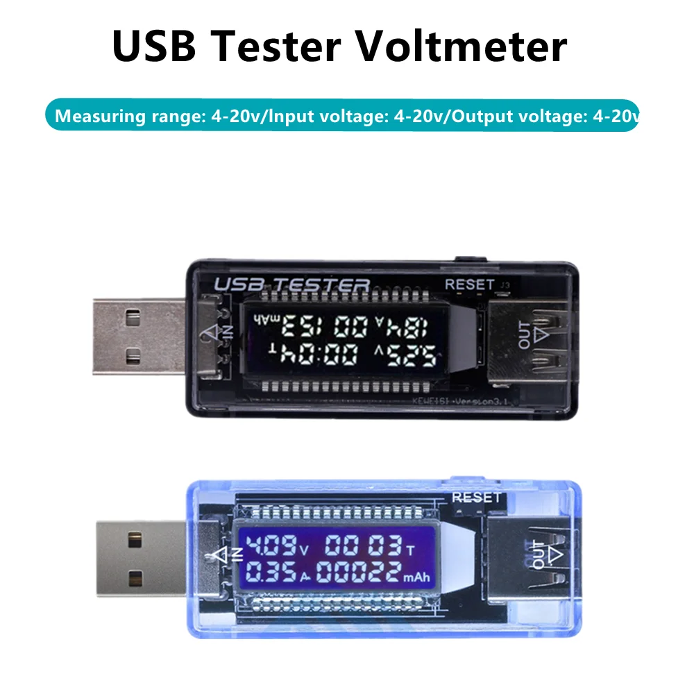 

USB Current 0-3A Voltage 4-20V Capacity Tester Volt Detect Charger Capacity Tester Meter Mobile Power Detector Battery Test
