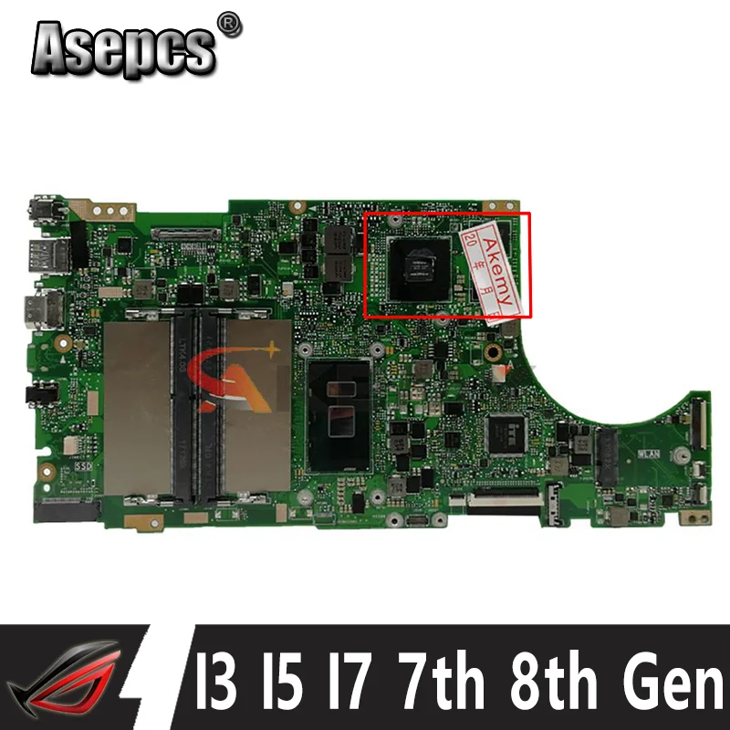 

X510U Laptop Motherboard with I3 I5 I7 7th 8th Gen CPU V2G GPU for ASUS X510UN X510UQ X510U S510U S510UN Notebook Mainboard