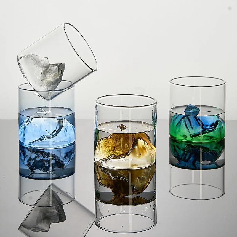 

3D Mountain Whiskey Glass Glacier Japanese Style Whisky Rock Glasses Whiskey-glass Wooden Gift Box Vodka Cup Wine Tumbler