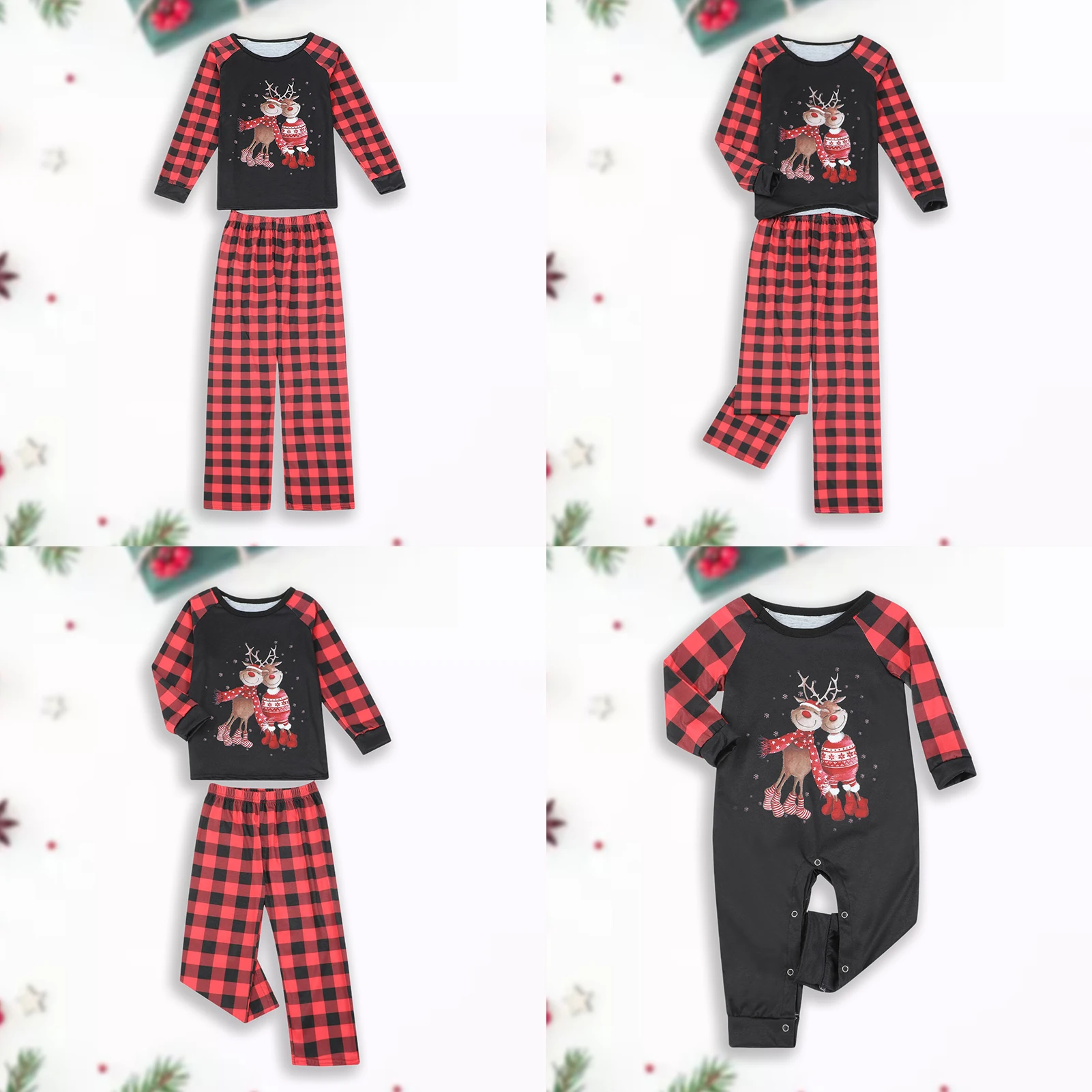 

Семейное красное платье для родителей и детей, свободный крой, Топ с длинным рукавом и принтом лося, штаны, повседневная одежда для сна с эластичным поясом в рождественском стиле, наряд