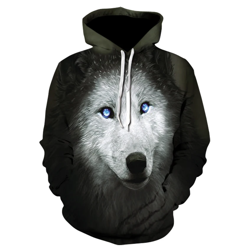 

Personality Hoodie Wolf 3D Mens Womens Hoodies Hot Sale 2022 Autumn Winter High Quality Sweatshirt black and white sweatshirt