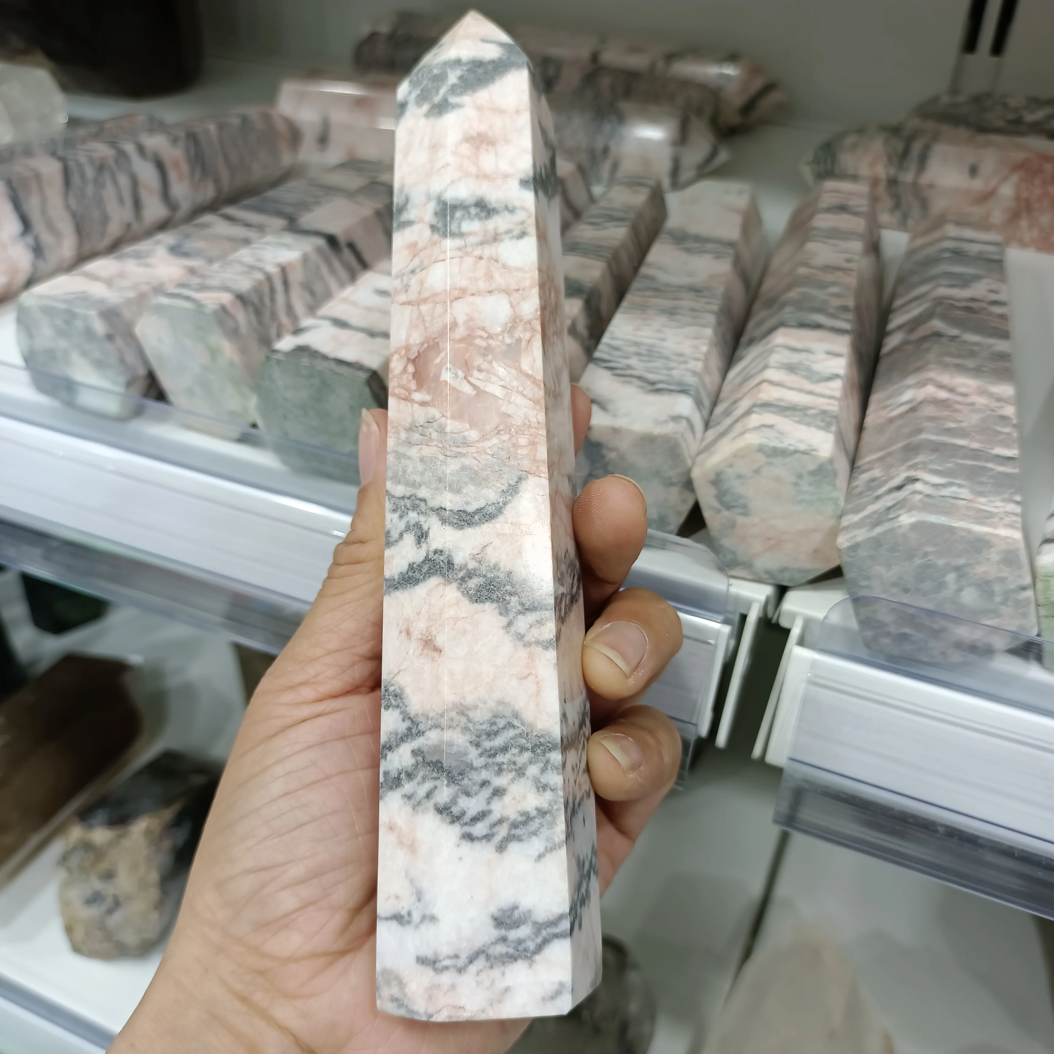 

NATURAL PINK ZEBRA PILLAR CRYSTAL ENERGY HEALS