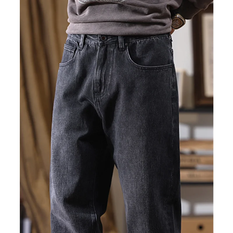 Streetwear Men 2022 New Pattern American Recreational Blue Haren Pants Vintage Loose Temperament Jeans Autumn and Winter Female