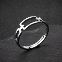 simple geometric square open rings for women fashion silver color stainless steel ring female tail ring wedding anniversary gift