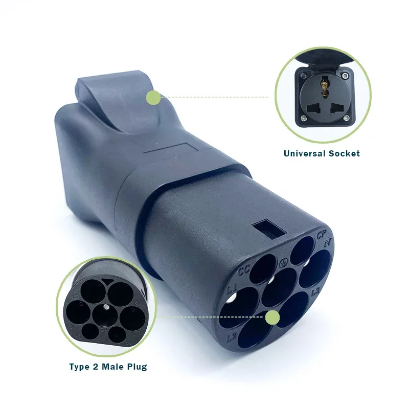 

16 А электромобиль EVSE адаптер Портативный EV разъем тип 2 в EU 2 контакта разъем