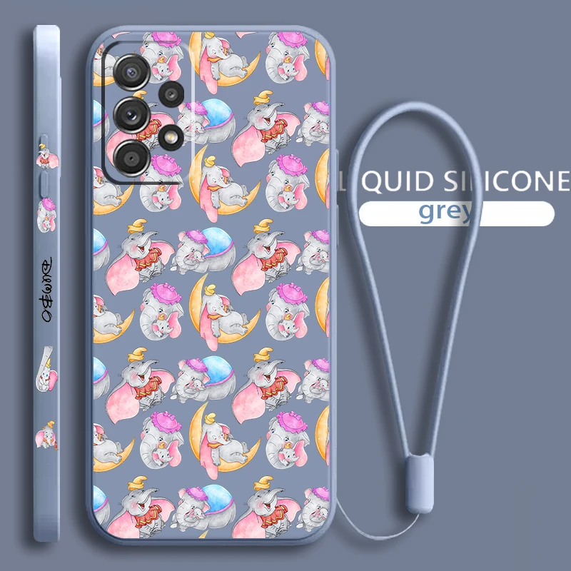 

Dumbo Anime Cute For Samsung Galaxy A73 A54 A34 A53 A33 A52 A32 A22 A71 A51 A21S 4G 5G Liquid Left Rope Phone Case Coque Capa