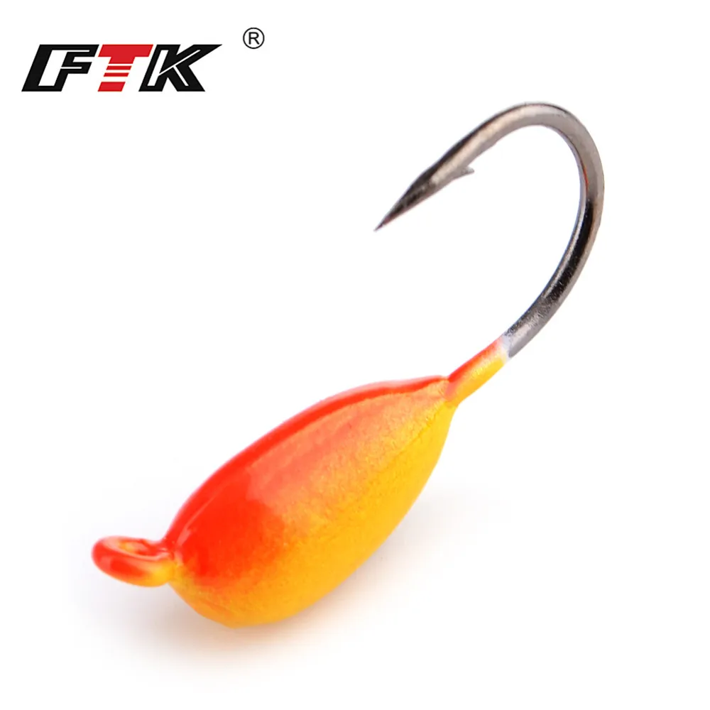 

FTK Small Winter Ice Fishing Lure 1.0g/1.5g/1.8g 5pcs/pack With Barded Sharp Hook Marine Cut For Frozen Water Fishing