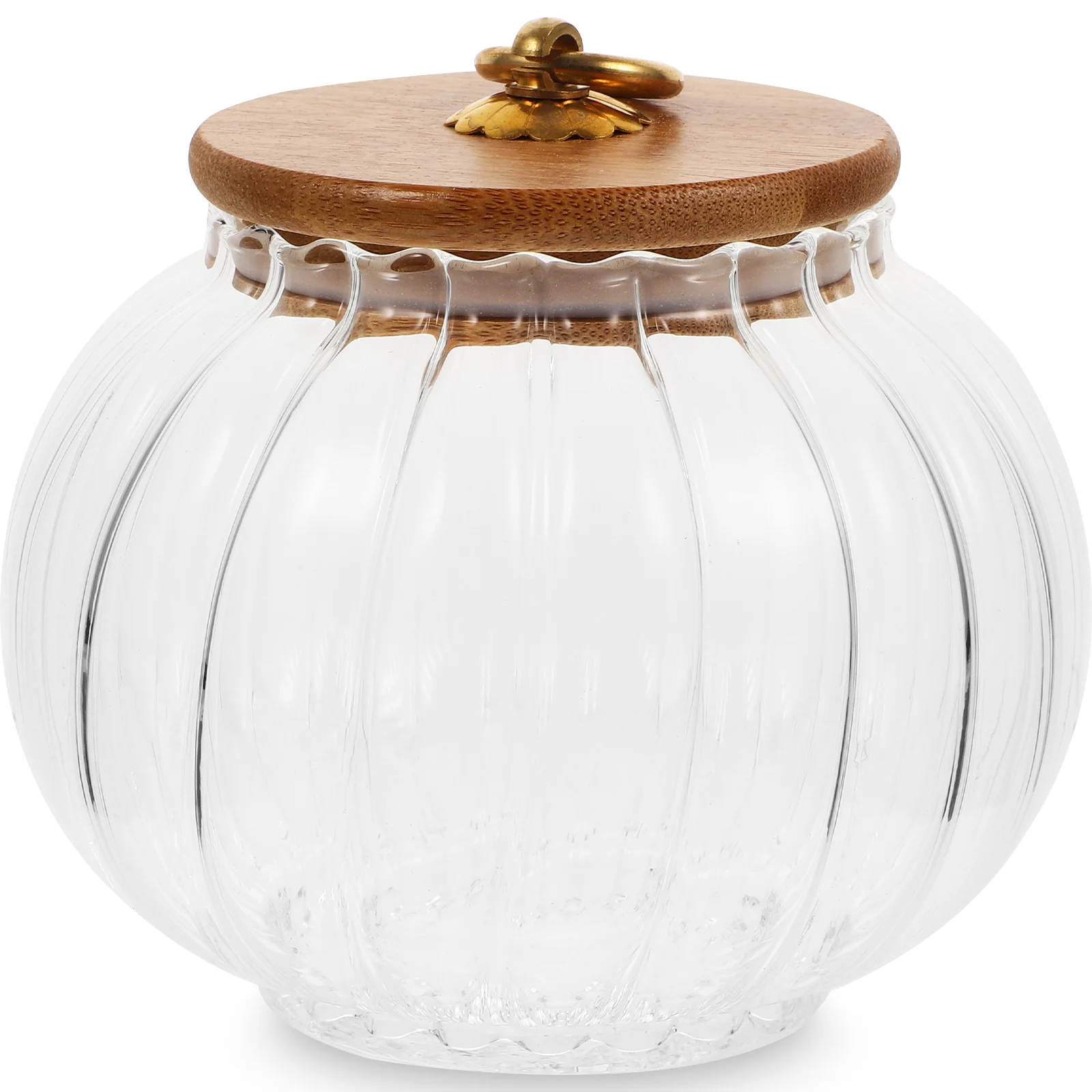 

Pumpkin Glass Jar Sealed Tea Canister Dried Fruit Wood Lid Terrarium Tank Airtight Jars Cereals Container Food Kitchen Dry
