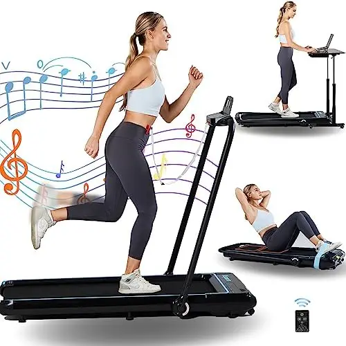 3 in 1 Folding Treadmill, 2.25hp Under Desk Treadmill, Walking Pad, Installation-Free, Bluetooth Speaker, Fitshow, Kinomap &