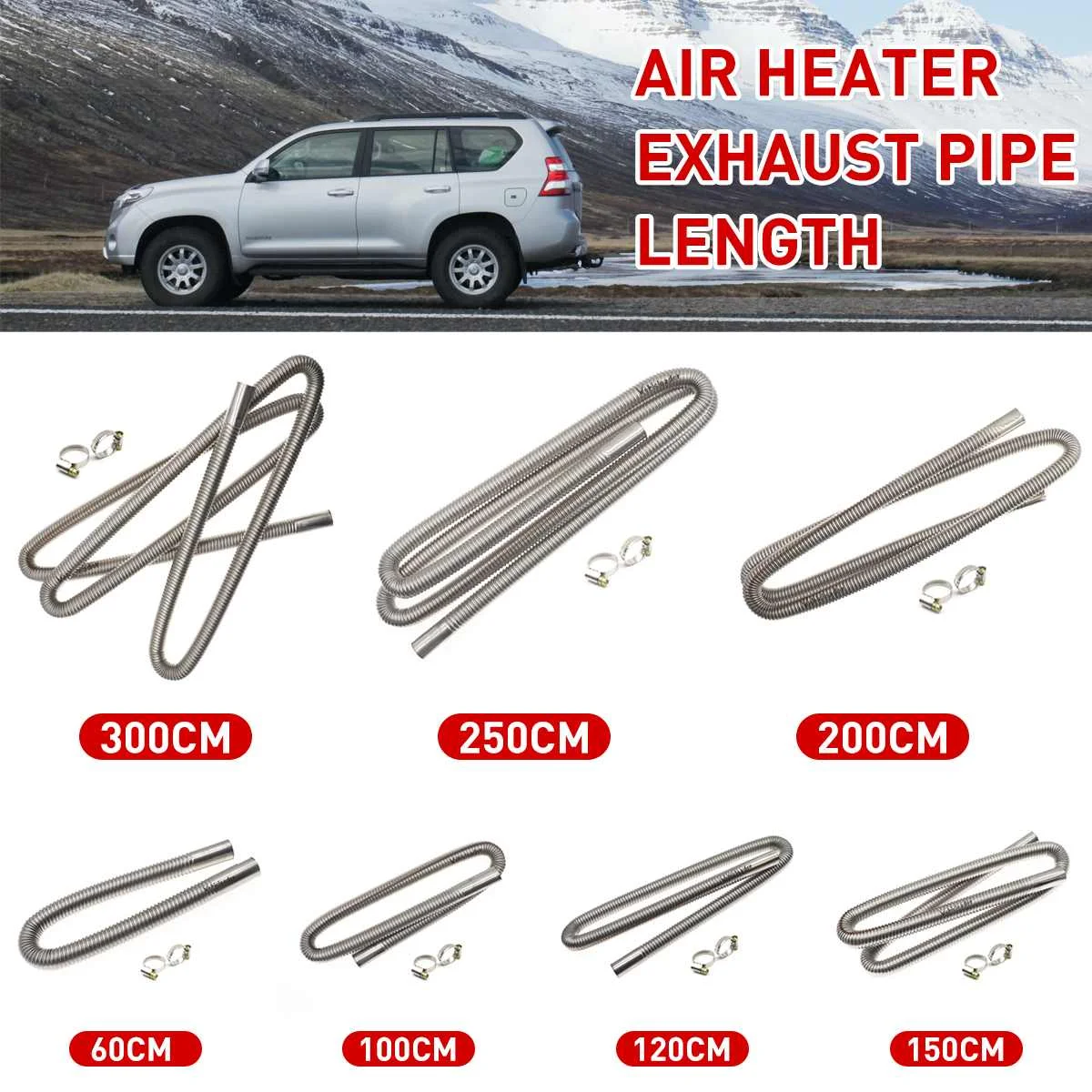 

Stainless Steel Exhaust Pipe For Car Parking Air Heater Tank Diesel Gas Vent Hose