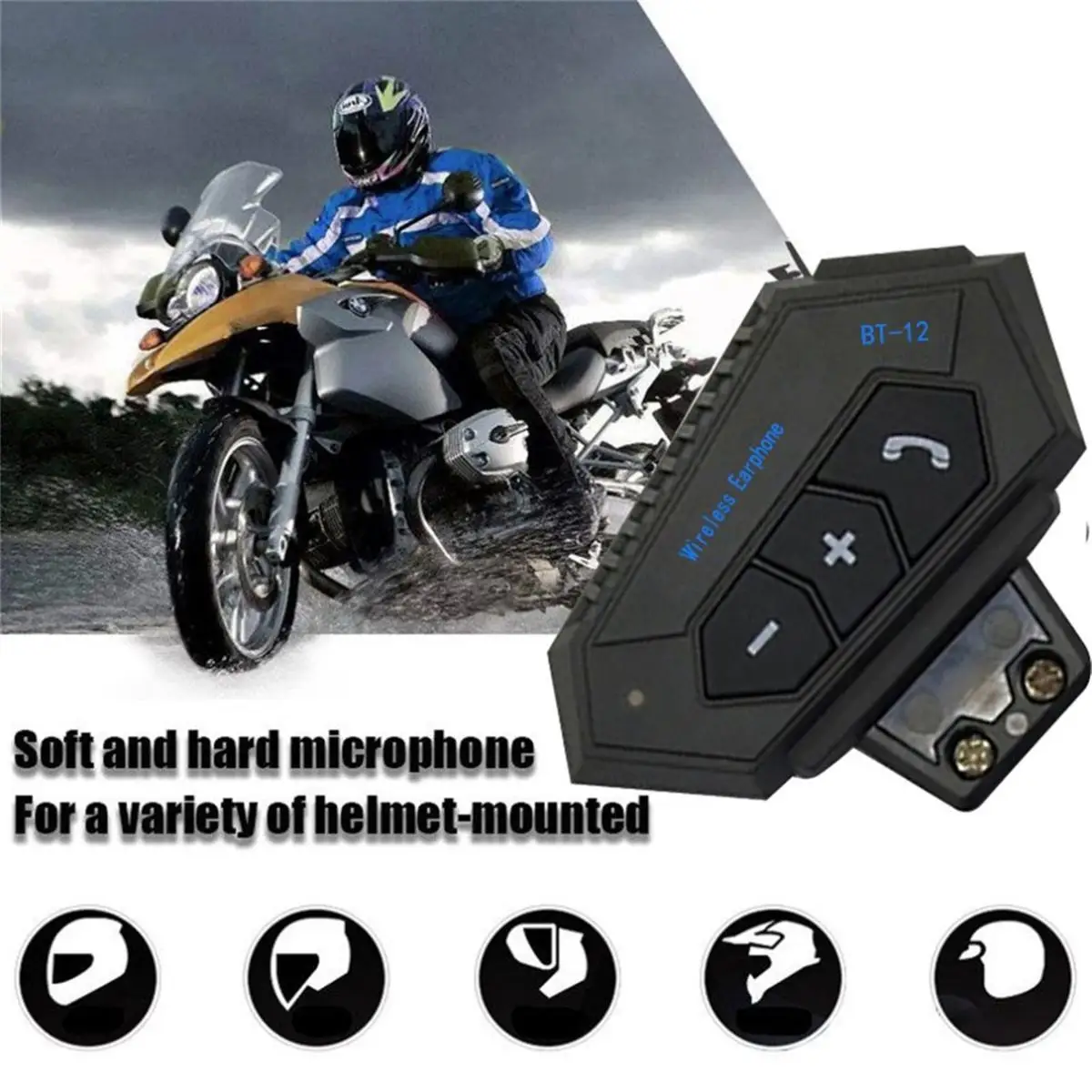 

Moto bluetooth Wireless Noise cancel Helmet Headset Hands Free BT 4.1+EDR Earphone Handsfree With Microphonefor Motorcycle