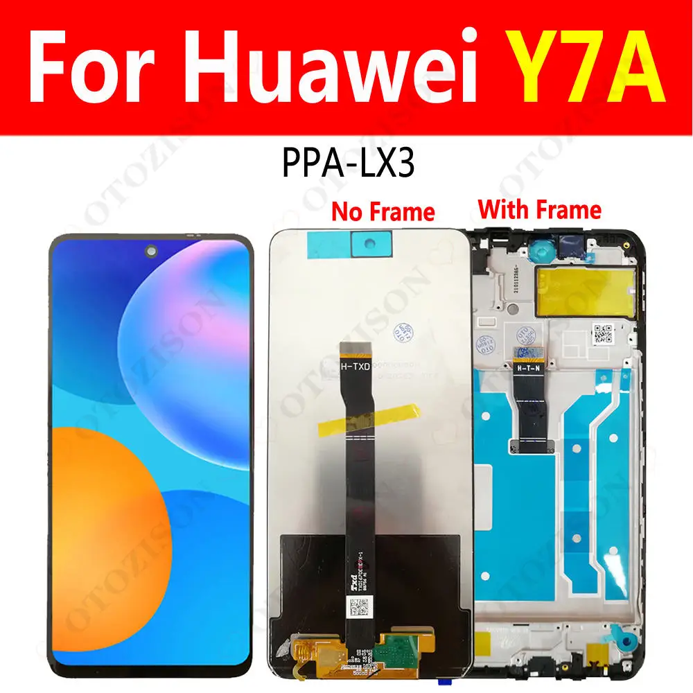 Дисплей для Huawei Y7a, ЖК-дисплей с рамкой, сенсорный дигитайзер в сборе для Huawei Y7A, запасные части дисплея 6,67 дюйма