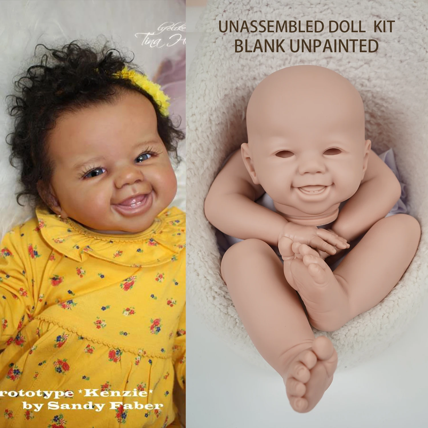 

Reborn Baby Doll 24 Inches Lifelike Newborn Bebe Reborn Kenzie Vinyl Unpainted Unfinished Doll Parts DIY Blank Doll Kit