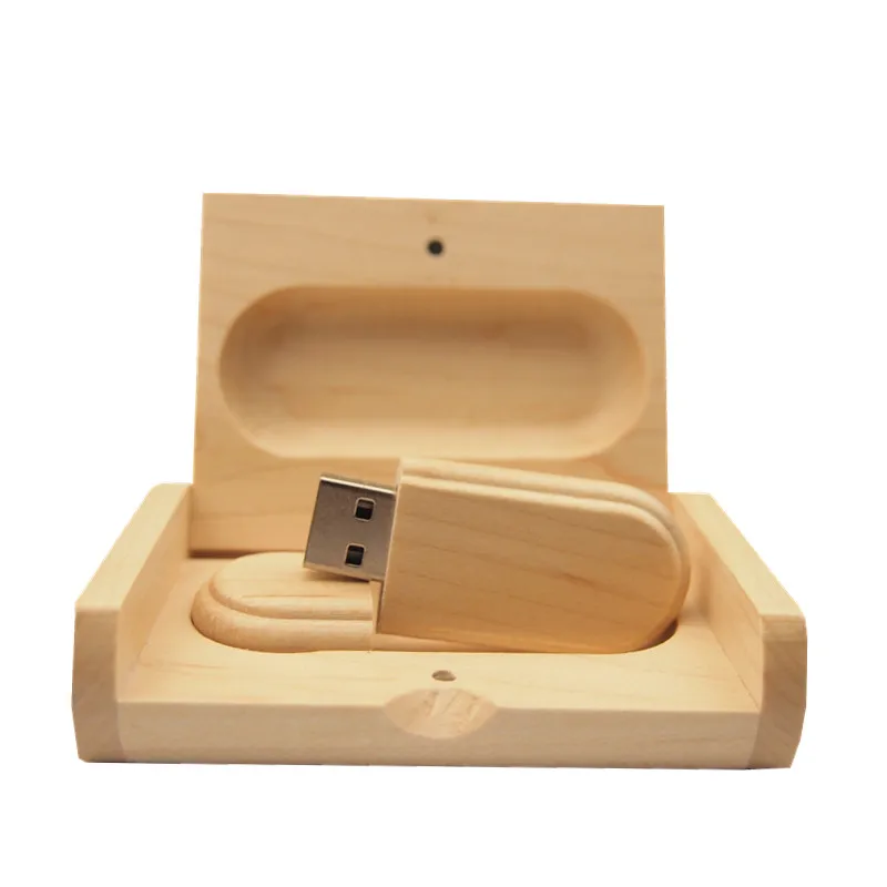 

Wooden USB Flash Drive 2.0 with Box Oval Maple Pen Drive Customize Logo 8GB 16GB 32GB 4GB Pendrive Memoria Stick Gift Wedding