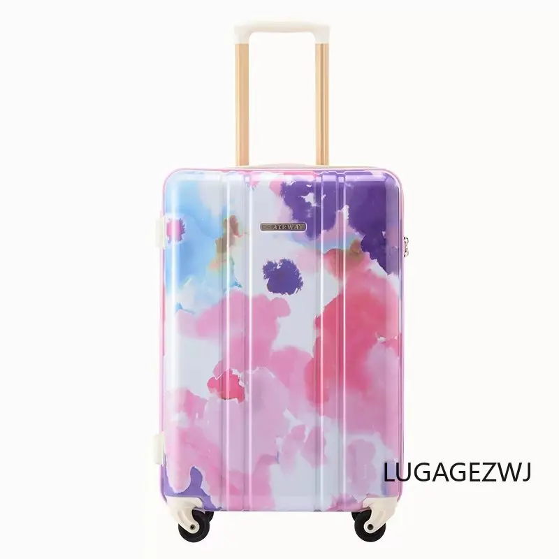 

20/22Inch Halo Dye Roller Trolley Case Men Women Fashion Travel Luggage Portable Password Carry On Case Hard Storage Cabin
