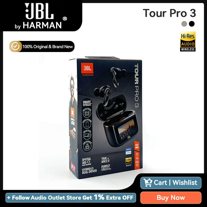 JBL Tour Pro 3 True Wireless Наушники с шумоподавлением и интеллектуальным чехлом для