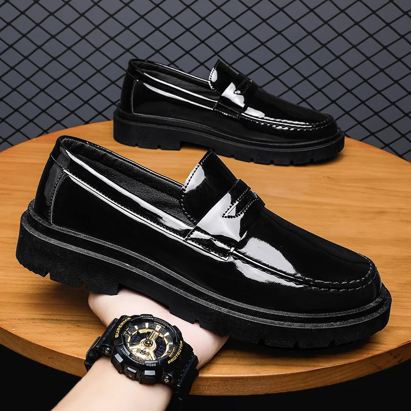 

Men's Shoes Autumn 2023 New British Business Casual Dk Small Leather Shoes Men's Thick Bottom Glossy One Pedal Loafer