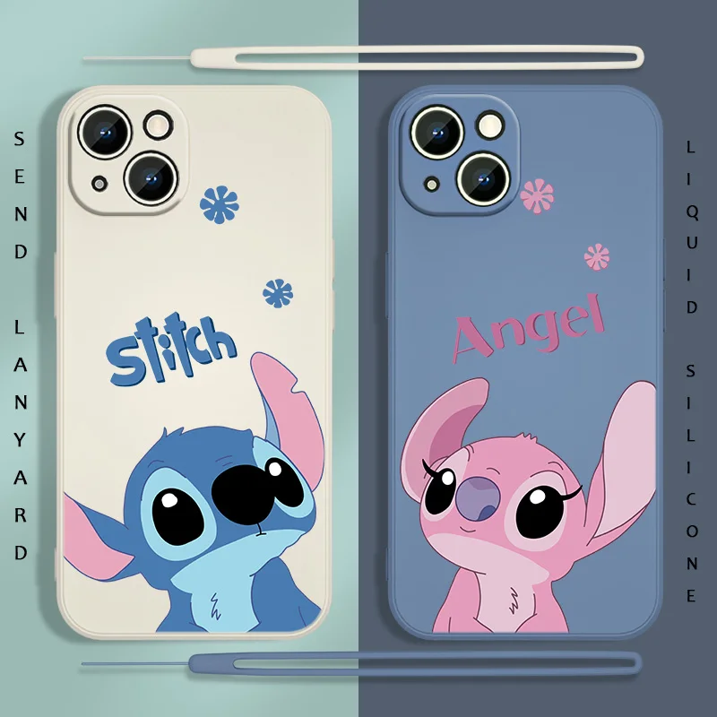 

Stitch Baby Disney CutPhone Case For Apple iPhone 13 12 11 Pro Max mini XS XR X 8 7 6S 6 Plus Liquid Rope Soft Covere