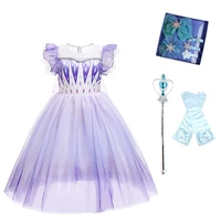 children new elsa dress kid frozen luxury purple gown little girl princess sleeveless birthday party costume for 4 10 years
