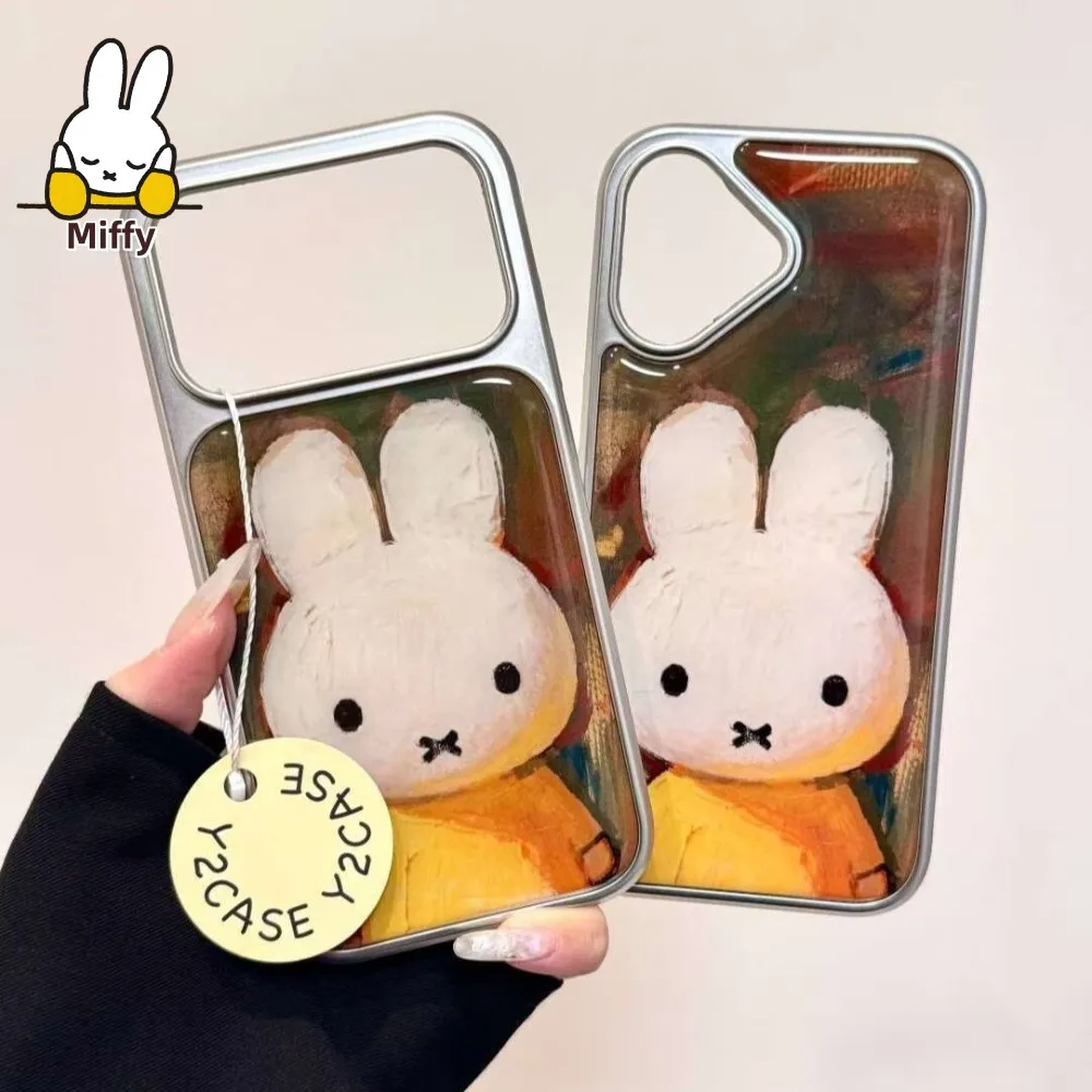 Фото Чехлы для телефонов Kawaii Miffy Rabbit, милые, уникальные, с рисунком маслом, 17promax 17Air 16Promax 15Plus 14Promax 13 12 11 Series №1