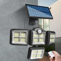 solar reflector solar led light outdoor spotlights motion sensor led projector waterproof wall 198led garden lights