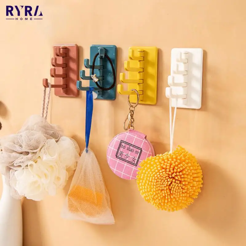

Creative Wall-Mounted Keychain Bathroom Rack Kitchen Hook Crochet Studless Seamless Wall Hook ABS Bathroom Kitchen Gadgets Hooks