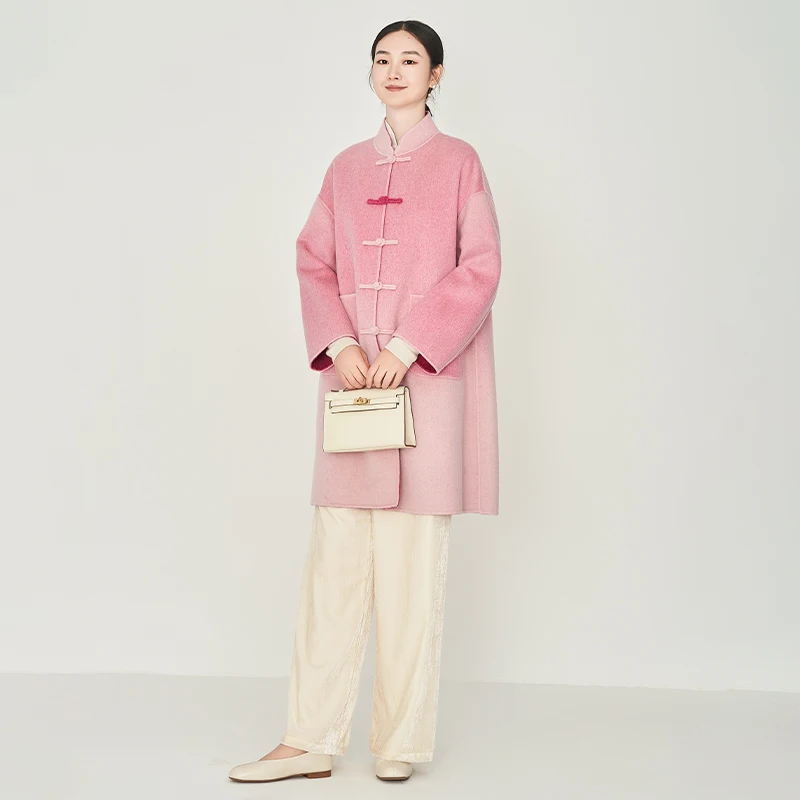 Двустороннее шерстяное пальто в китайском стиле