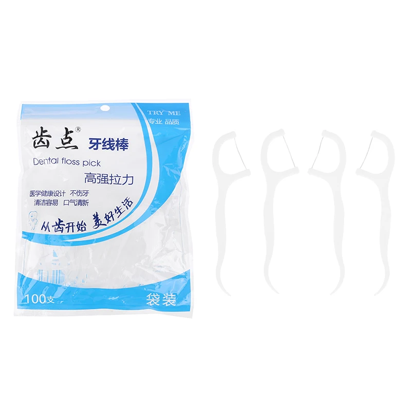 

100Pcs Dental Floss Flosser Picks Toothpicks Teeth Stick Tooth Cleaning Care