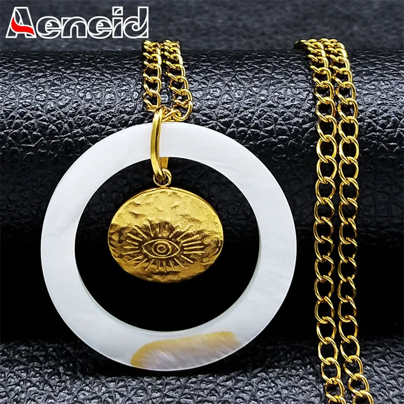 Креативное ожерелье с подвеской в виде ракушки и сглаза для женщин и мужчин, ожерелья из нержавеющей стали в стиле бохо с натуральными морскими ракушками, ювелирные изделия в стиле бохо, подарки