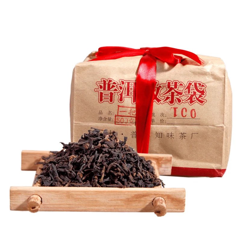 

500g China Yunnan Jishun Hao Chen Nian Oldest Cooked Ripe Tea Pu'er Green Food for Health Care Lose Weight No Teapot